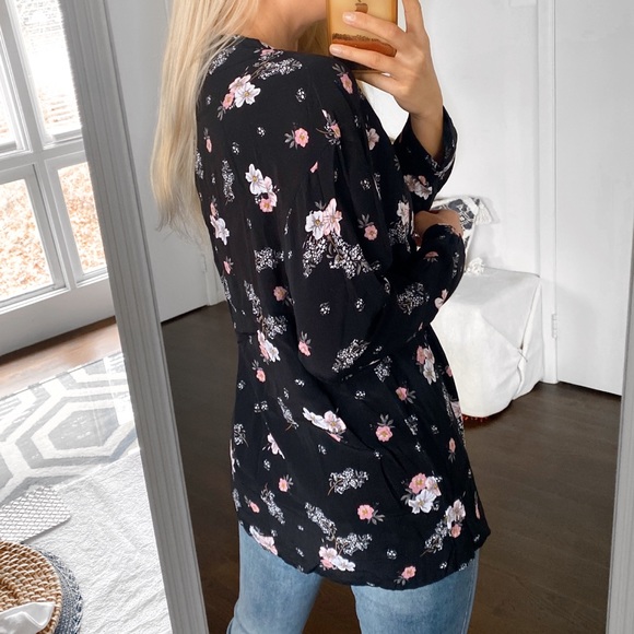 🖤 H&M DIVIDED BOHO BLACK FLORAL MULTI LOOSE FIT JACKET! - Picture 3 of 8
